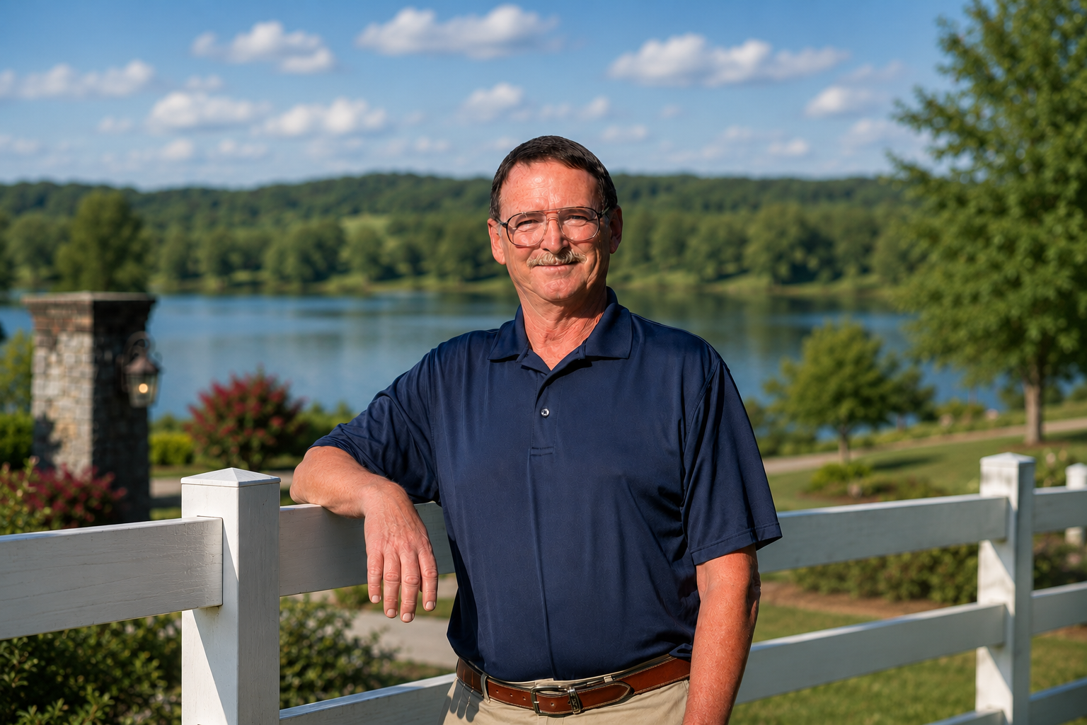 Greg standing outdoors in front of the water